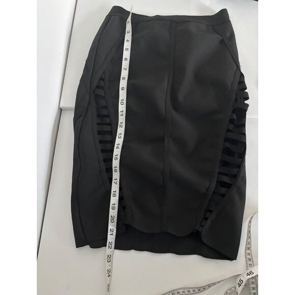 High Waist Skirt Size Medium Black Cutout Lattice Bodycon Stretch Bold Clubwear - Picture 7 of 16